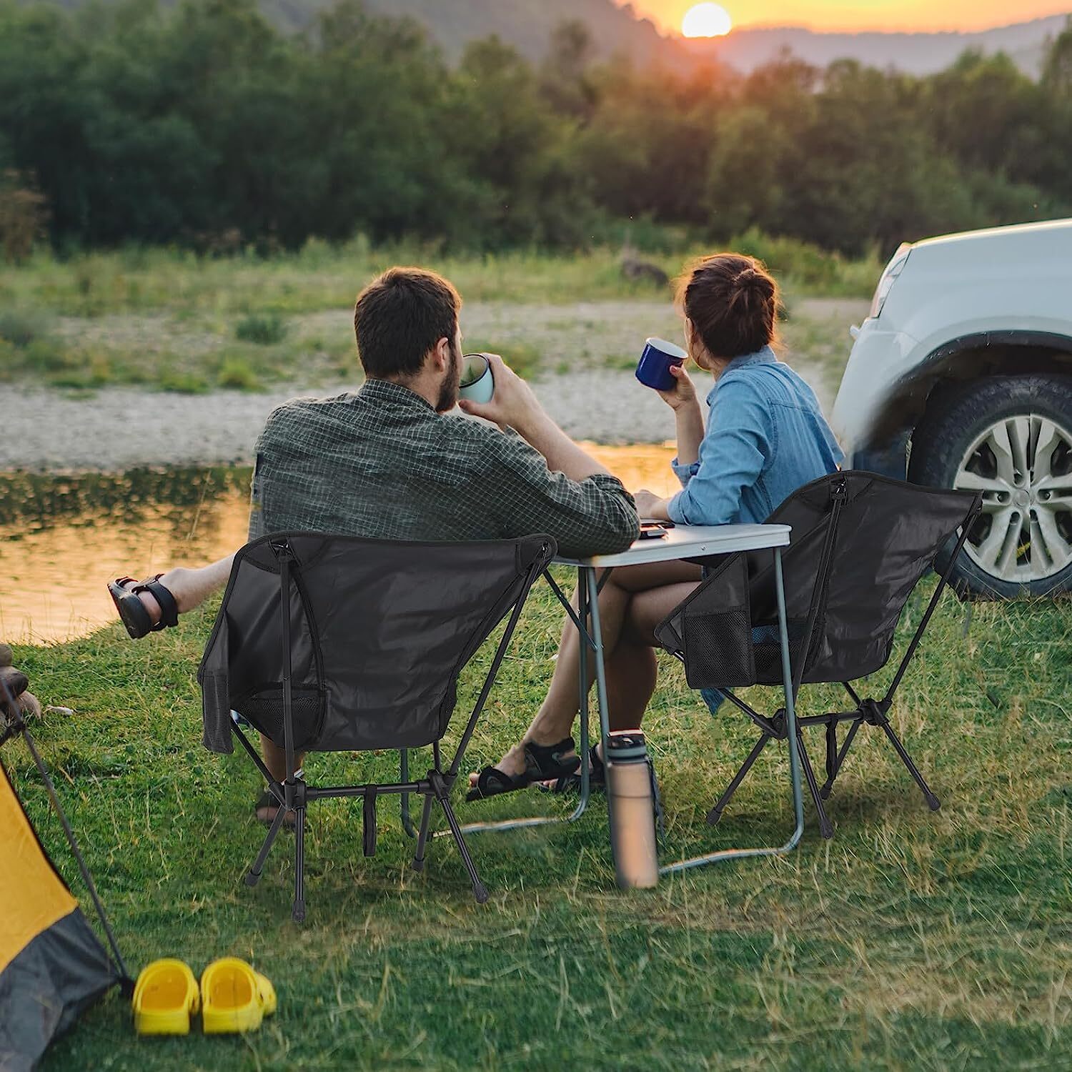 2-Pack Collapsible Camp Chairs w/Carrying Bag Outdoor Chair Camping Hiking