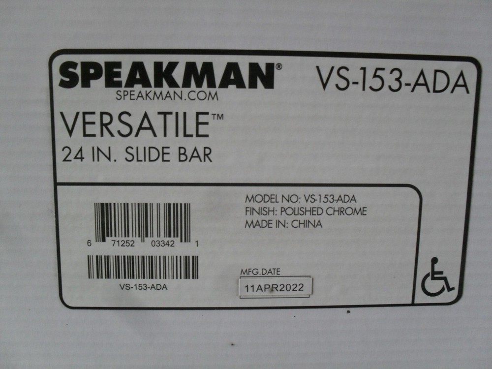 Speakman VS-153-ADA Versatile 24" Slide Bar Chrome