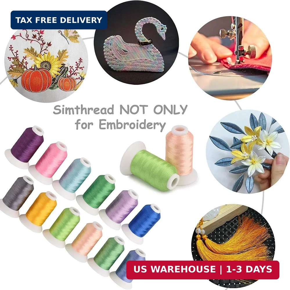 Simthread 63 Colors Polyester Compatible with Brother Embroidery Machine Thread