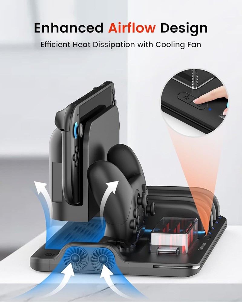 Cooling Fan Pro Controller & Joycons Charger for Switch 2 2025, Cool Down Joy...