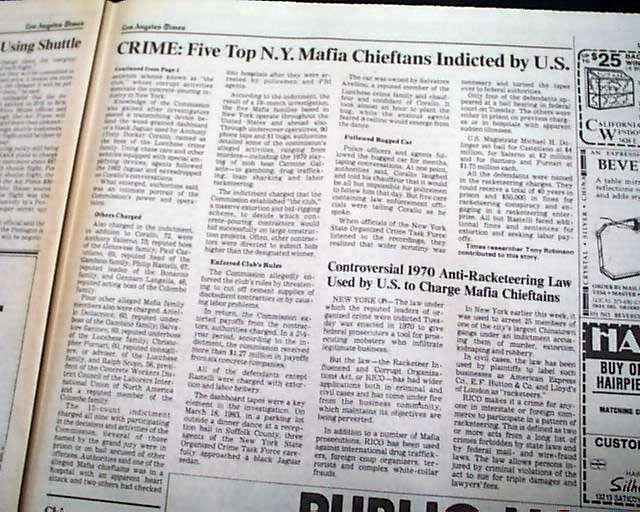 COMMISSION CASE New York MAFIA Crime Bosses Indictments Photos 1985 Newspaper