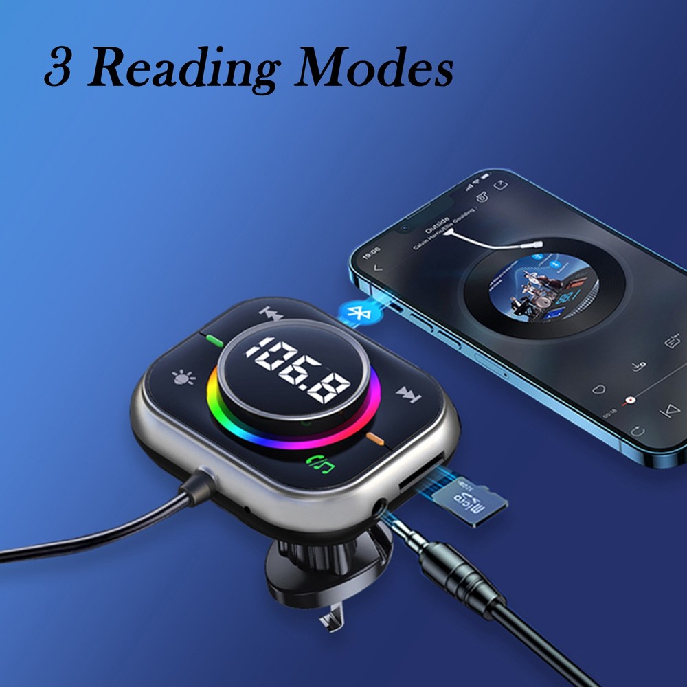 New Bluetooth Car AUX FM Transmitter TF Card LED USB Radio Handsfree MP3 Player