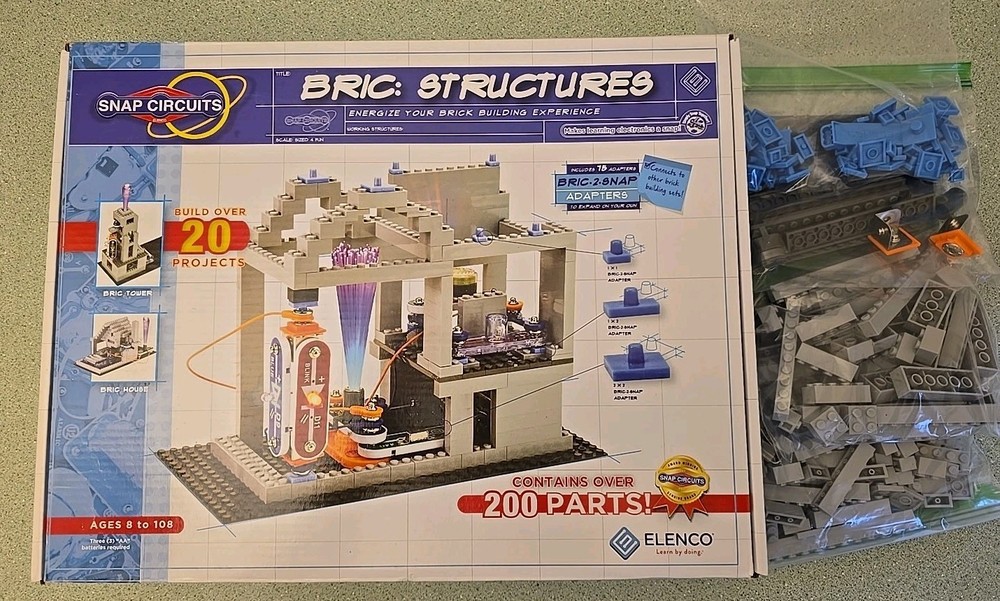 Elenco Snap Circuits Bric: Structures Kit - New Open Box + Extra Bricks & Parts