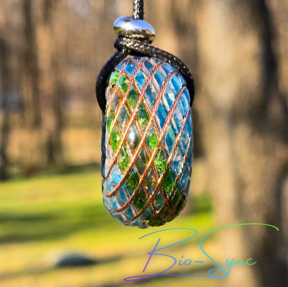 Phi Torus Vortex Energy Pendant Apatite, Chrome Diopside, Citrine, 888Hz Wealth