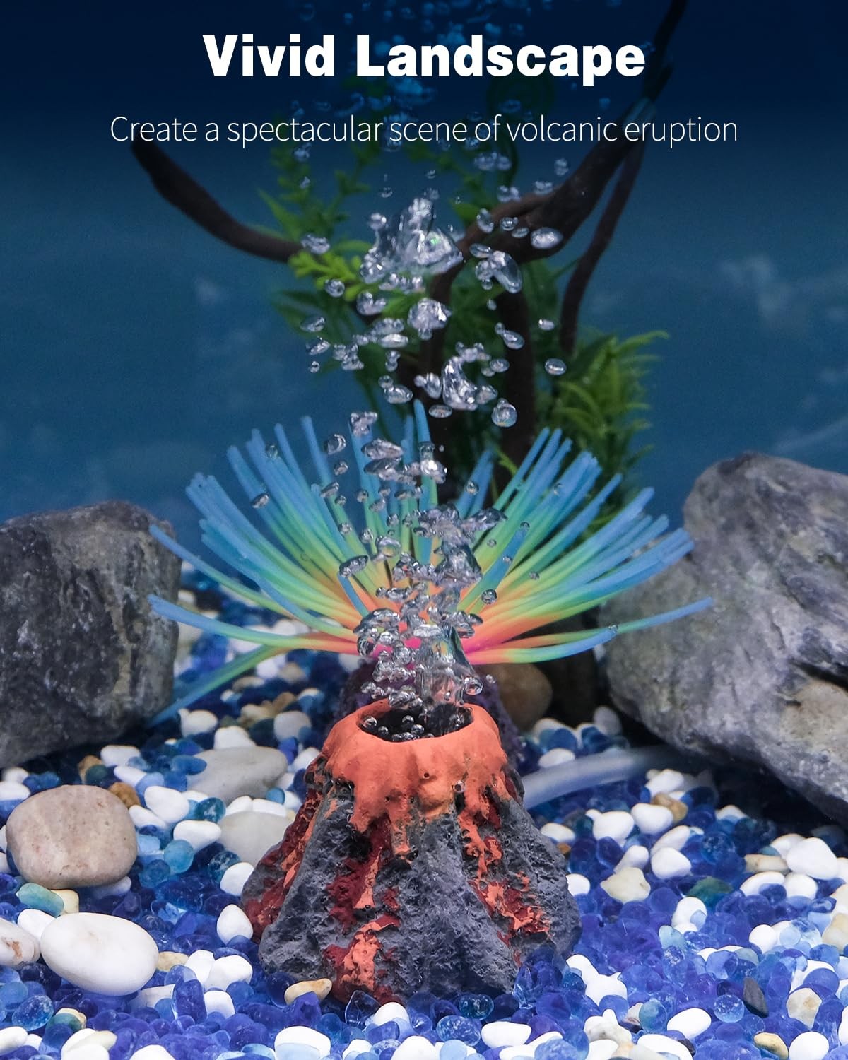 Uniclife Aquarium Volcano Ornament Kit Fish Tank Decoration Mini Mini, Red