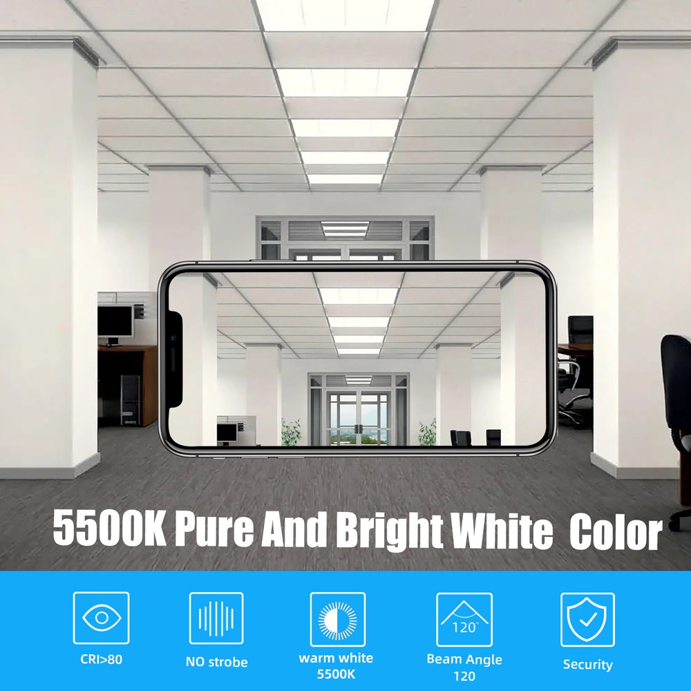 2X2 ft LED Flat Panel Light, 45W with 5400LM, Drop Ceiling Flat LED Lights Panel