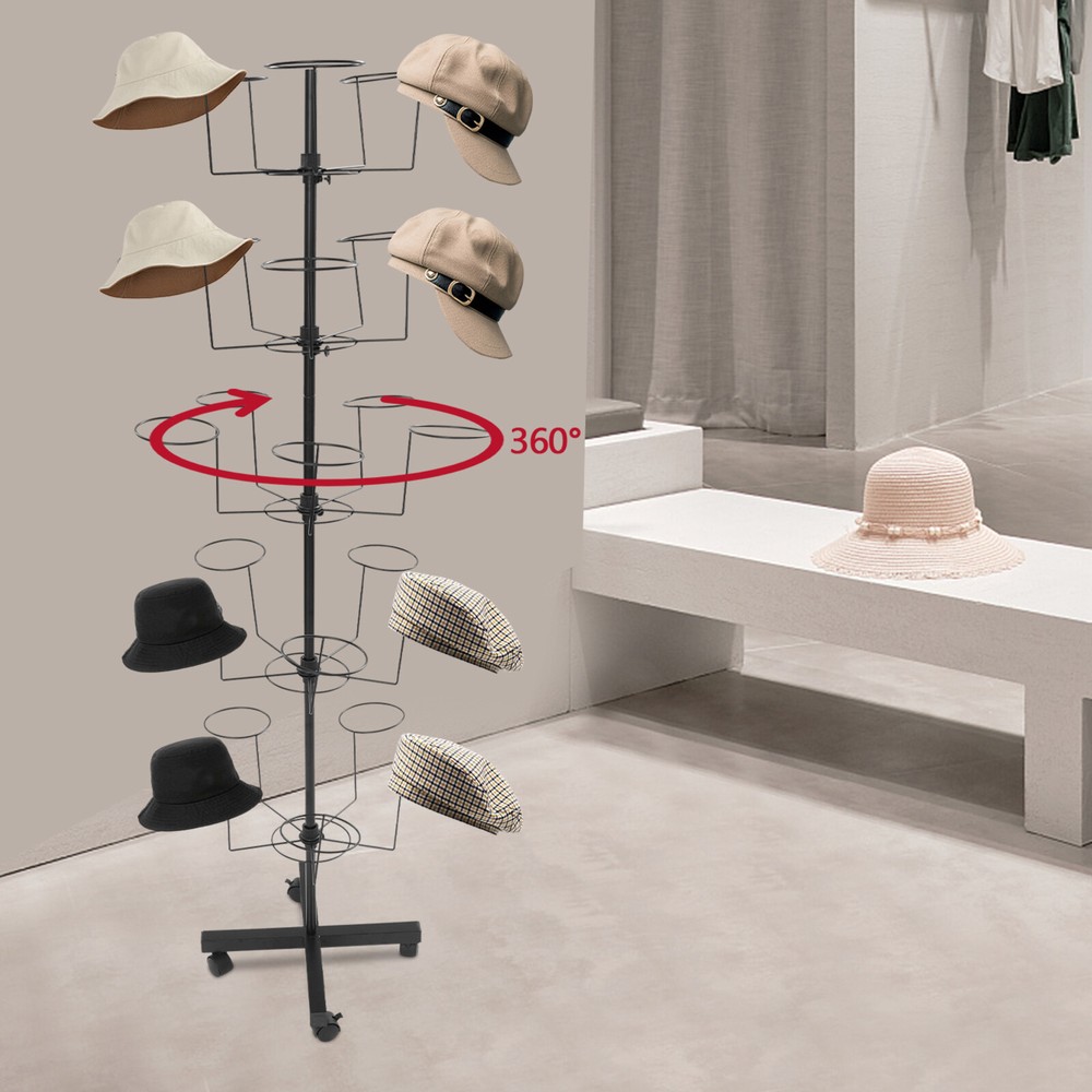 Freestanding Hat Display Stand with 25 Hooks – Durable Iron Storage Solution