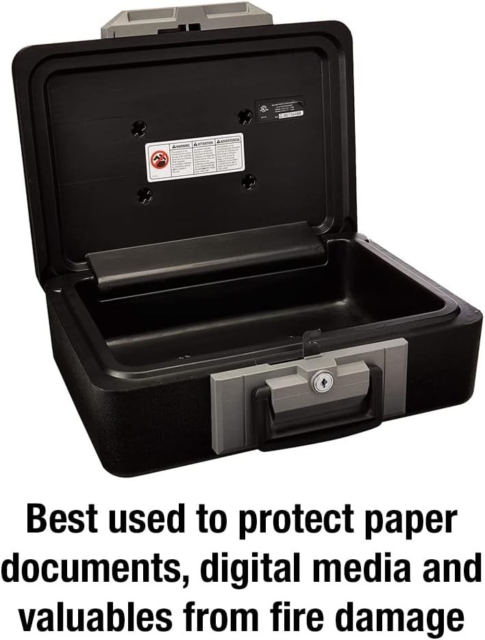 Compact Fireproof Lock Box with Carry Handle - Secure Documents & Jewelry Safely