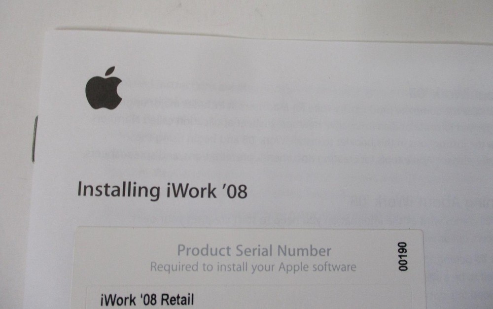 iWork 08 (2007 CD + Serial Numbers) Mac Version 8.0 Install Disc; Apple Software