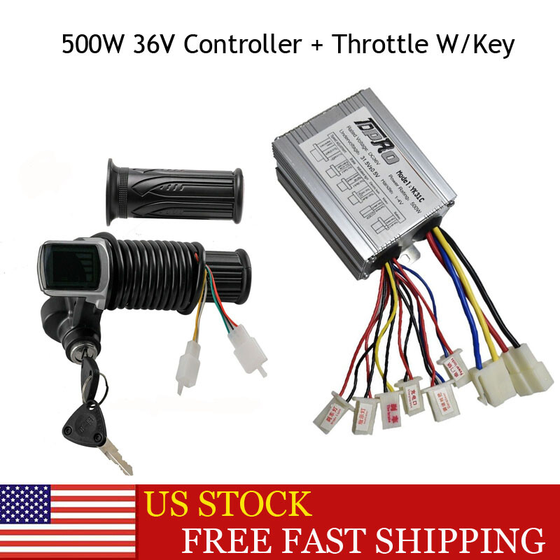 36V 500W Speed Brush Controller & Throttle Switch Lock for E-scooter Bicycle ATV