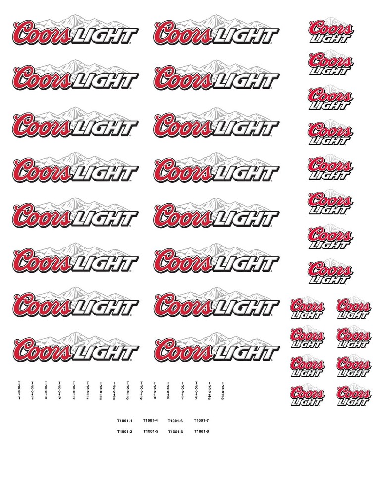 HO Scale Truck / Trailer Decals. " Coors Light "