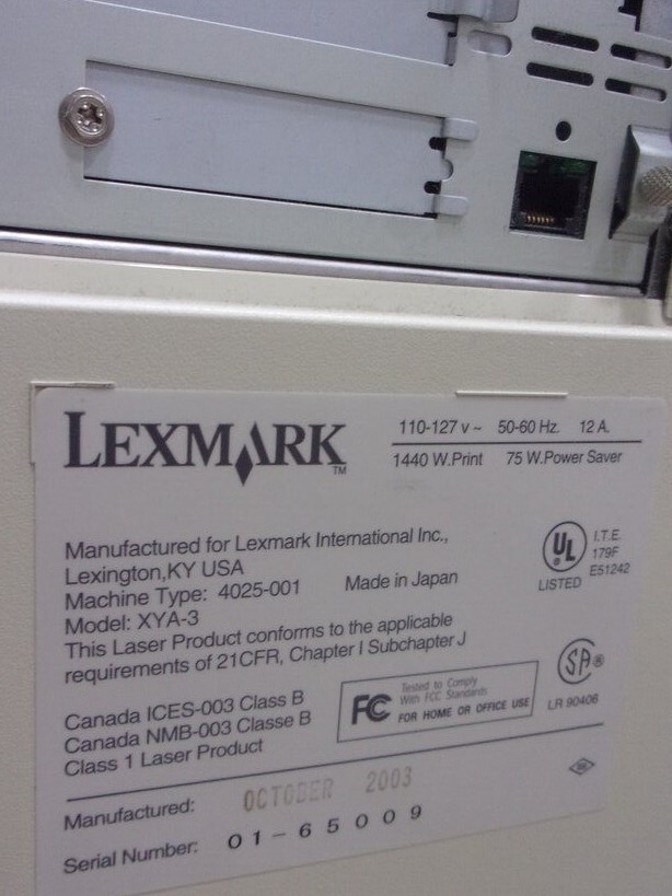 Lexmark 4025-001 W820 Network Laser Printer USB SEE NOTES