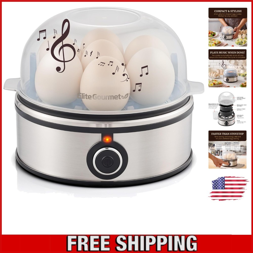 Stainless Steel Egg Cooker for 7 Eggs – Hard, Medium, Soft, Omelets & Poached