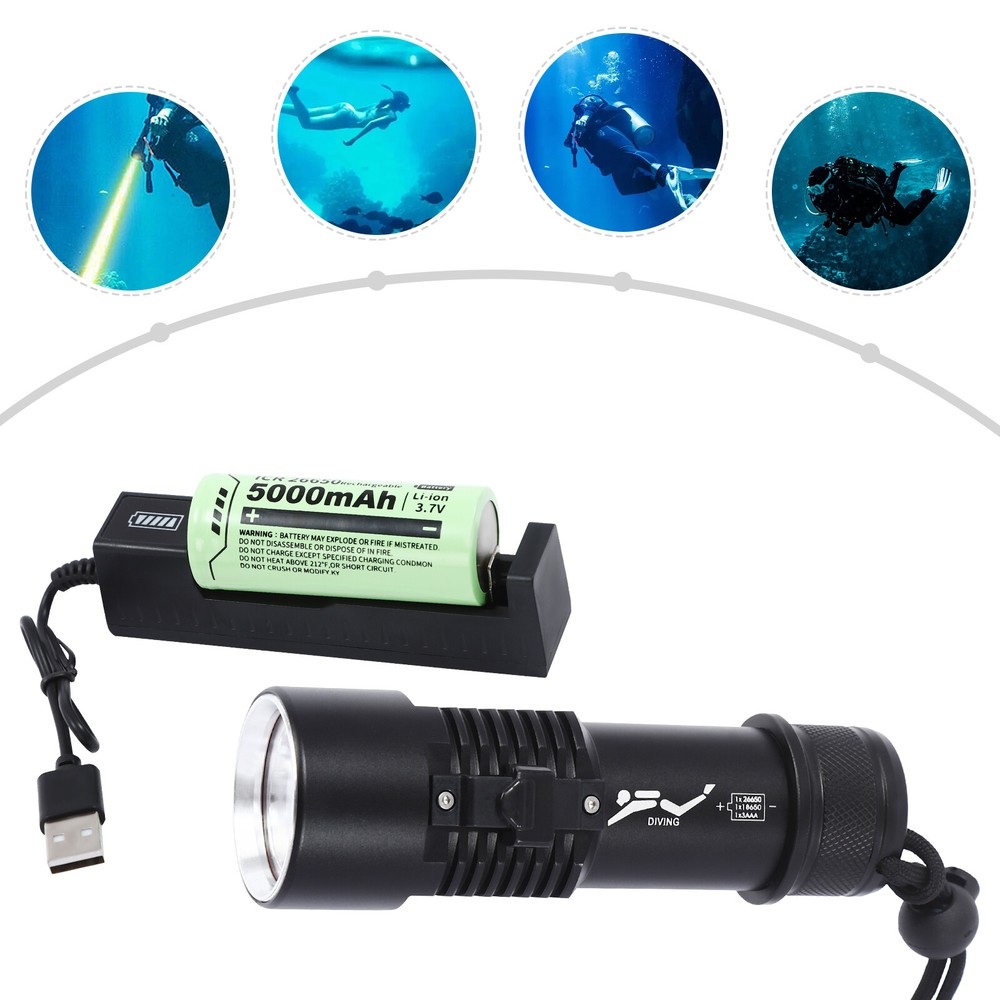 Waterproof Dive Light, Compact Bright Diving Torch, Submersible Flashlight