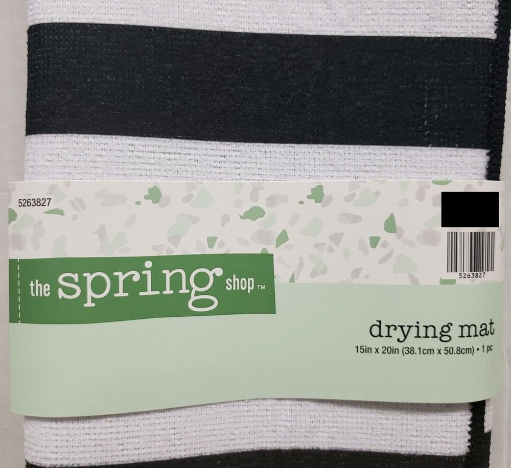 Kitchen Microfiber Drying Mat (15" x 20") BLACK & WHITE STRIPES, MI