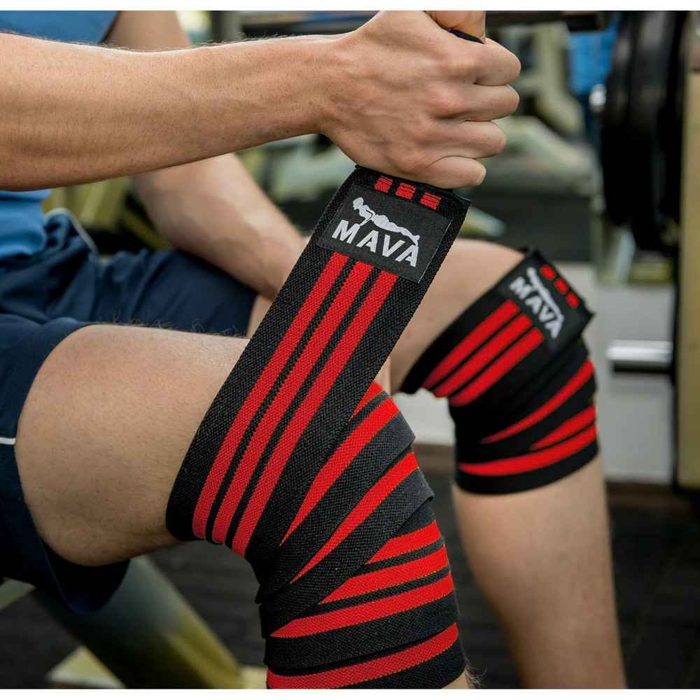 Mava Knee 72" Compression Wraps for Gym Workout, Power Lifting