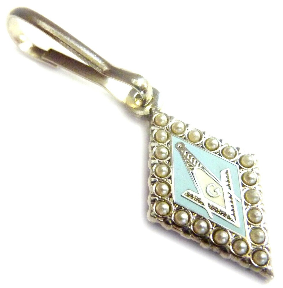 Pearl Square and Compass Masonic Freemason Jacket Coat Backpack Zipper Pull Clip
