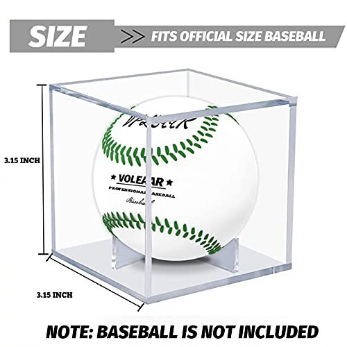 Baseball Display Case 4 Pack, UV Protected Acrylic Square Baseball Holder,