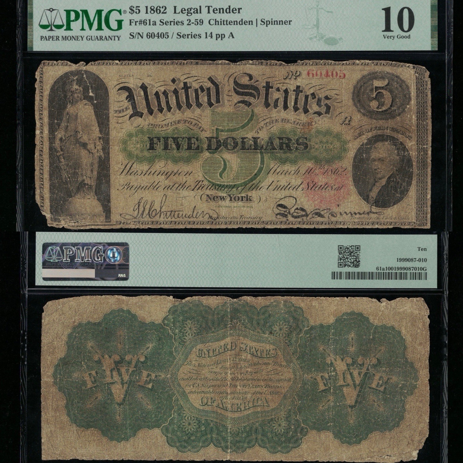1862 $5 ***RARE Fr 61a Series 2*** One of the First Printed!!! *Civil War Era*