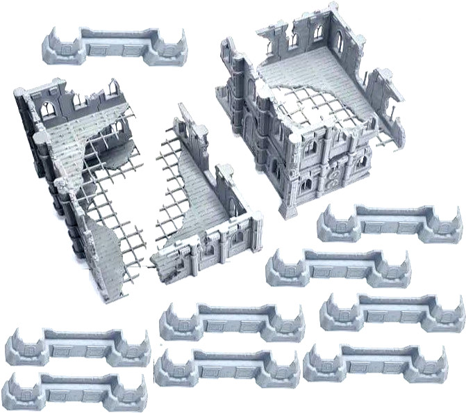 Gothic Cathedral Ruins 16pc Modular Precinct Terrain Set Wargaming  Modular Set