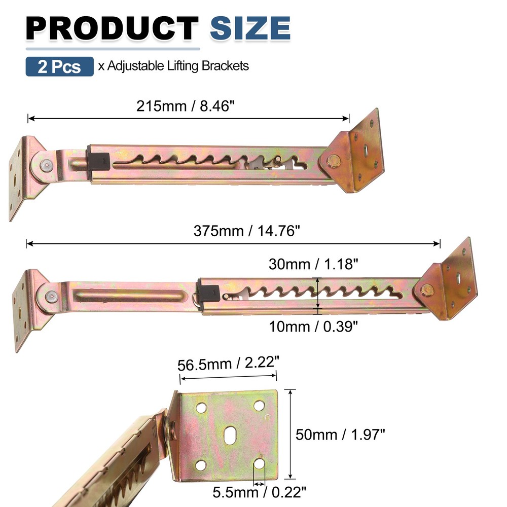 2Pcs 10-Gear Adjustable Angle Hinge, Square Double End Color Zinc