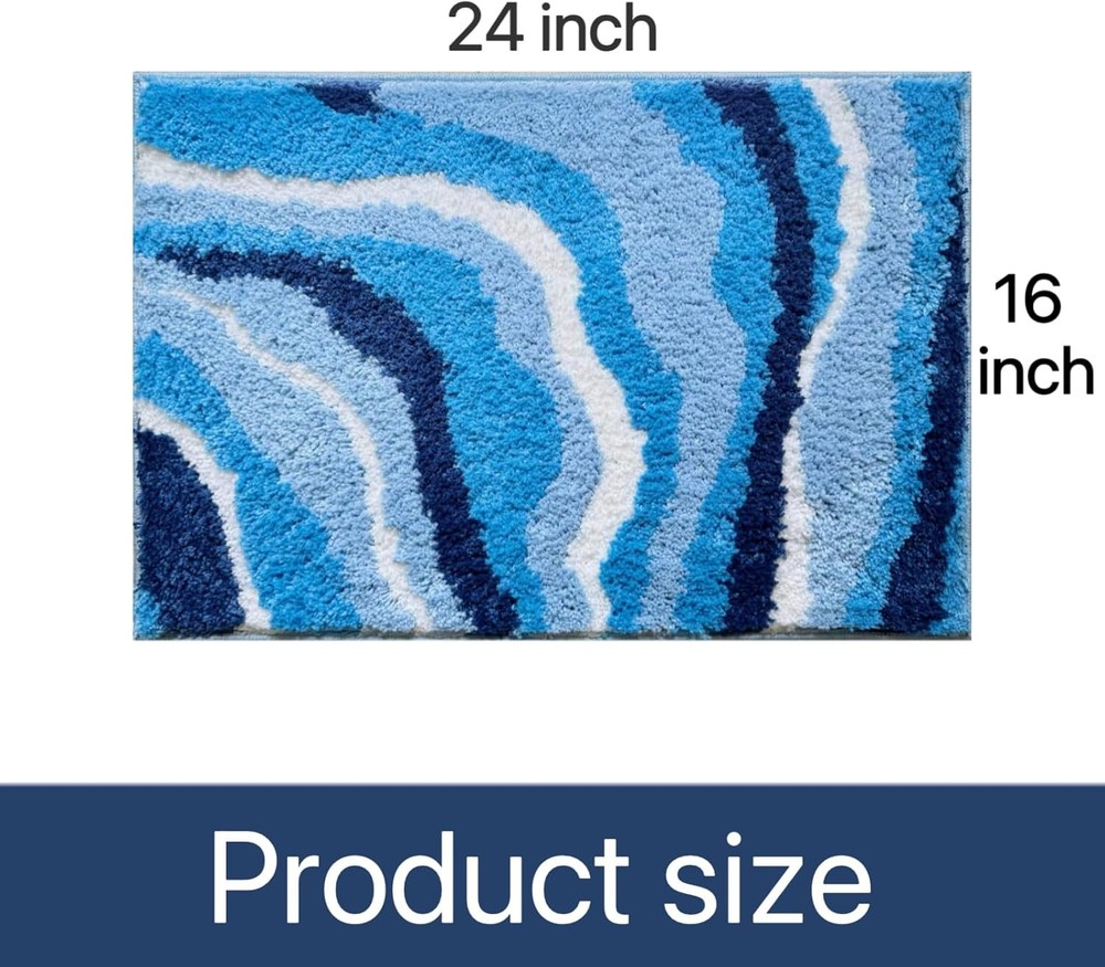 Cute Blue Bath Mat - 1'4" x 2' (Rectangular), Sea Wave