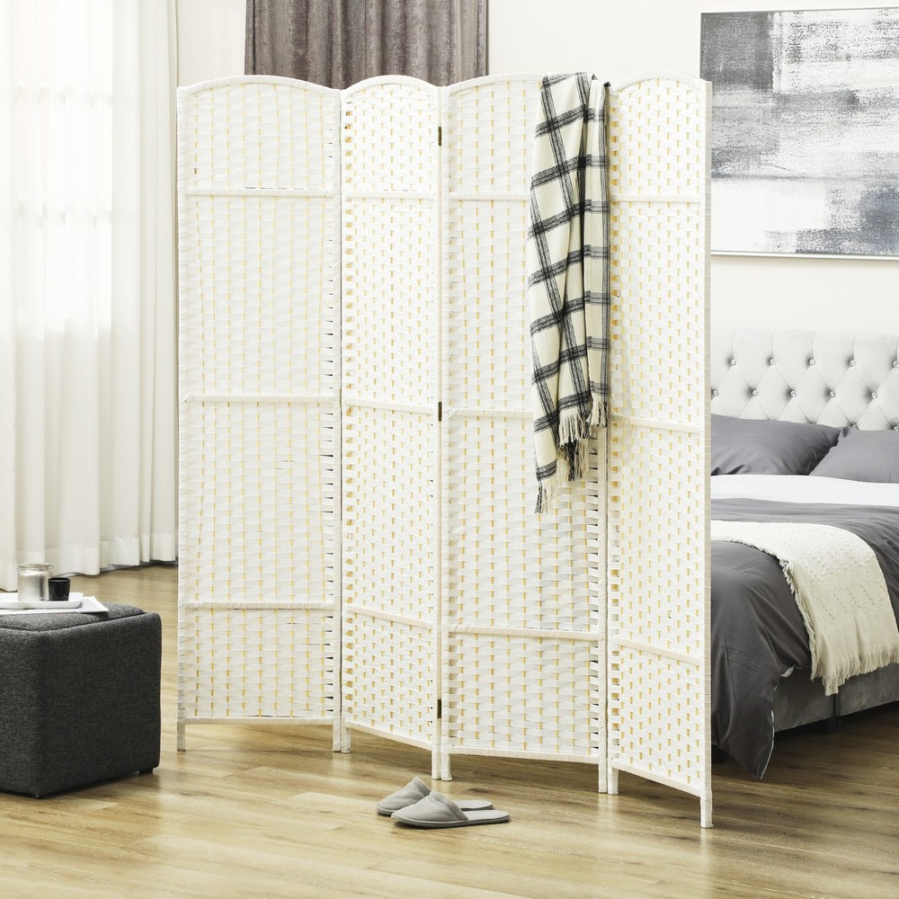 4 Panel Room Divider Freestanding Folding Privacy Screen White