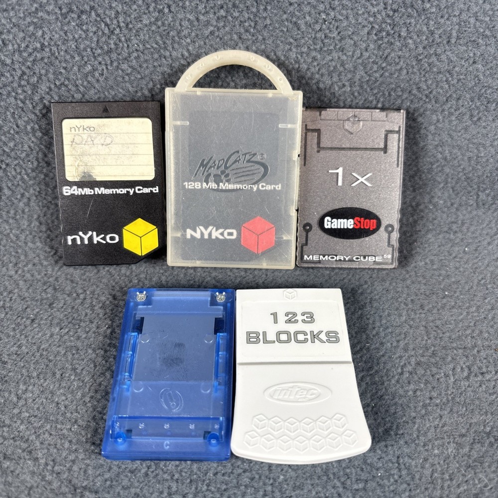 Nintendo GameCube - Assorted Memory Cards -  Nyko, Intec, GameStop - Tested