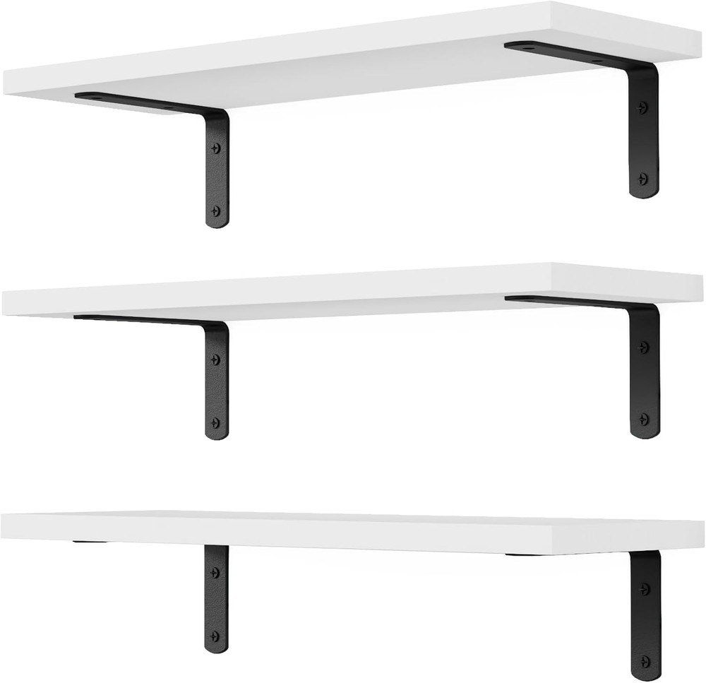 Floating Shelves, 3 Sets Wall Wooden Shelves Basic, White