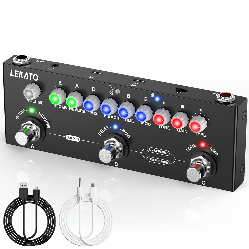 Multi Effects Guitar Pedal Reverb Delay Chorus Phaser, IR Loading 9 AMP Modes