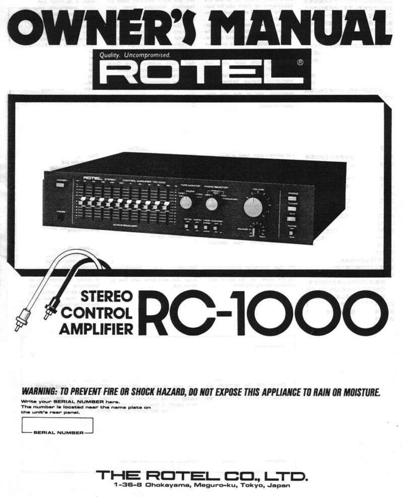 Rotel RC-1921 Amplifier Owners Manual