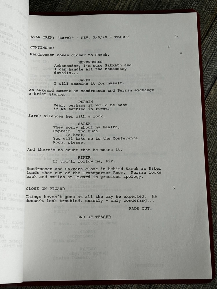 STAR TREK Script The Next Generation Sarek Final Draft March 5 1990 Picard
