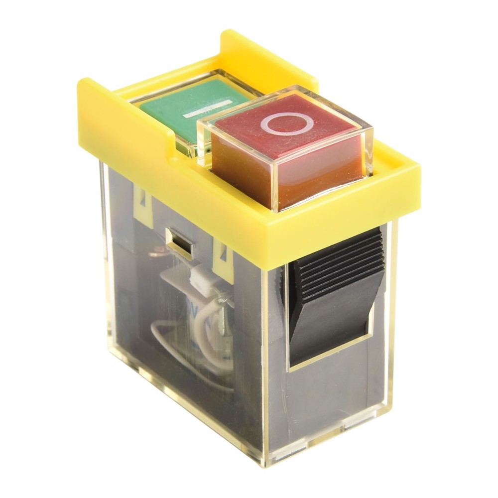 Reliable start button switch with power off and undervoltage protection