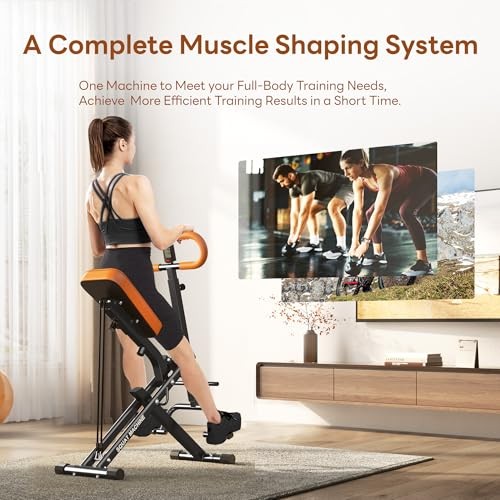 Squat Machine for Home Gym, Squat Rowing Machine with Adjustable Orange