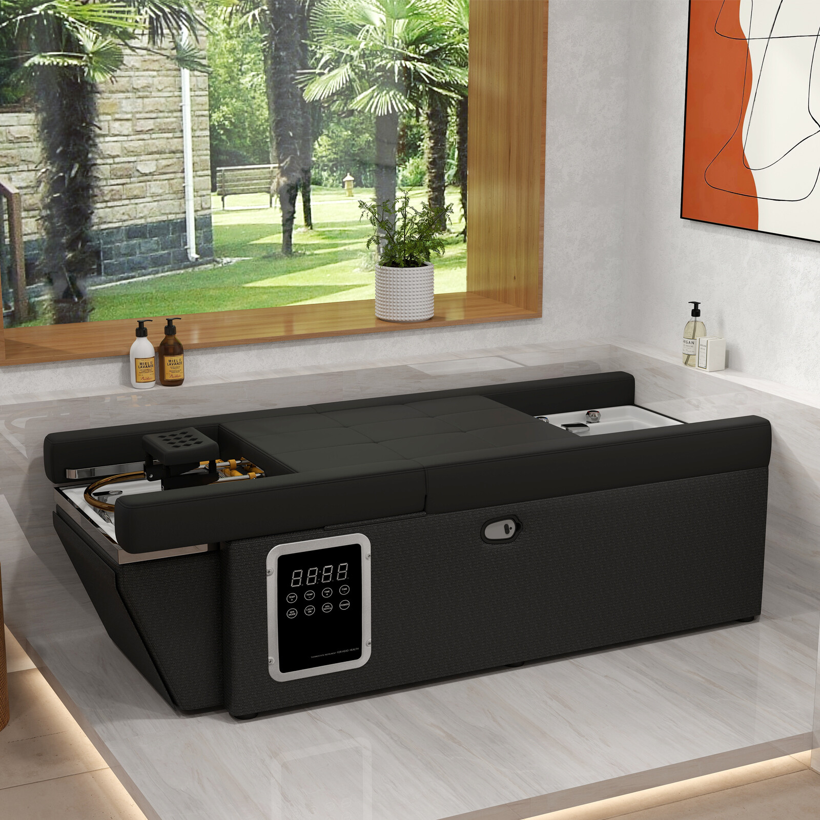 Black Shampoo Bowl Massage Bed Head Therapy Foot Bath Backwash Spa Salon Beauty