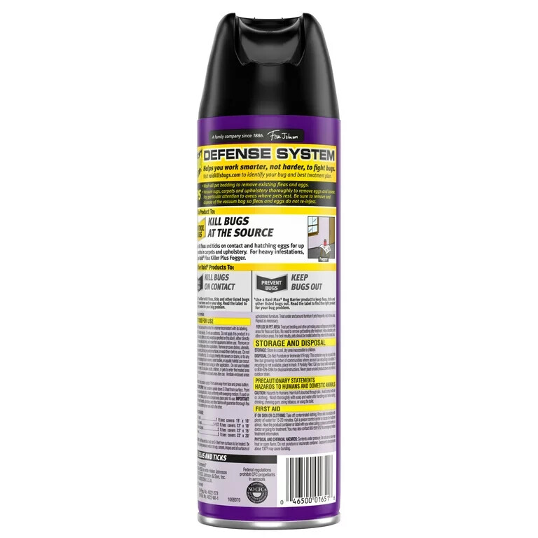 3 Cans Raid Flea Killer Plus Carpet & Room Spray Kills Fleas Bed Bugs Eggs 18oz