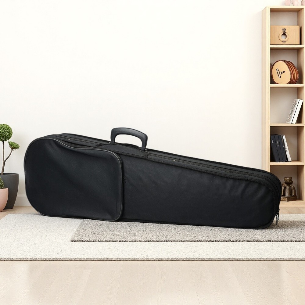 Black Violin Case - 4/4, Beige Interior, Triangle & Durable Cloth Fluff