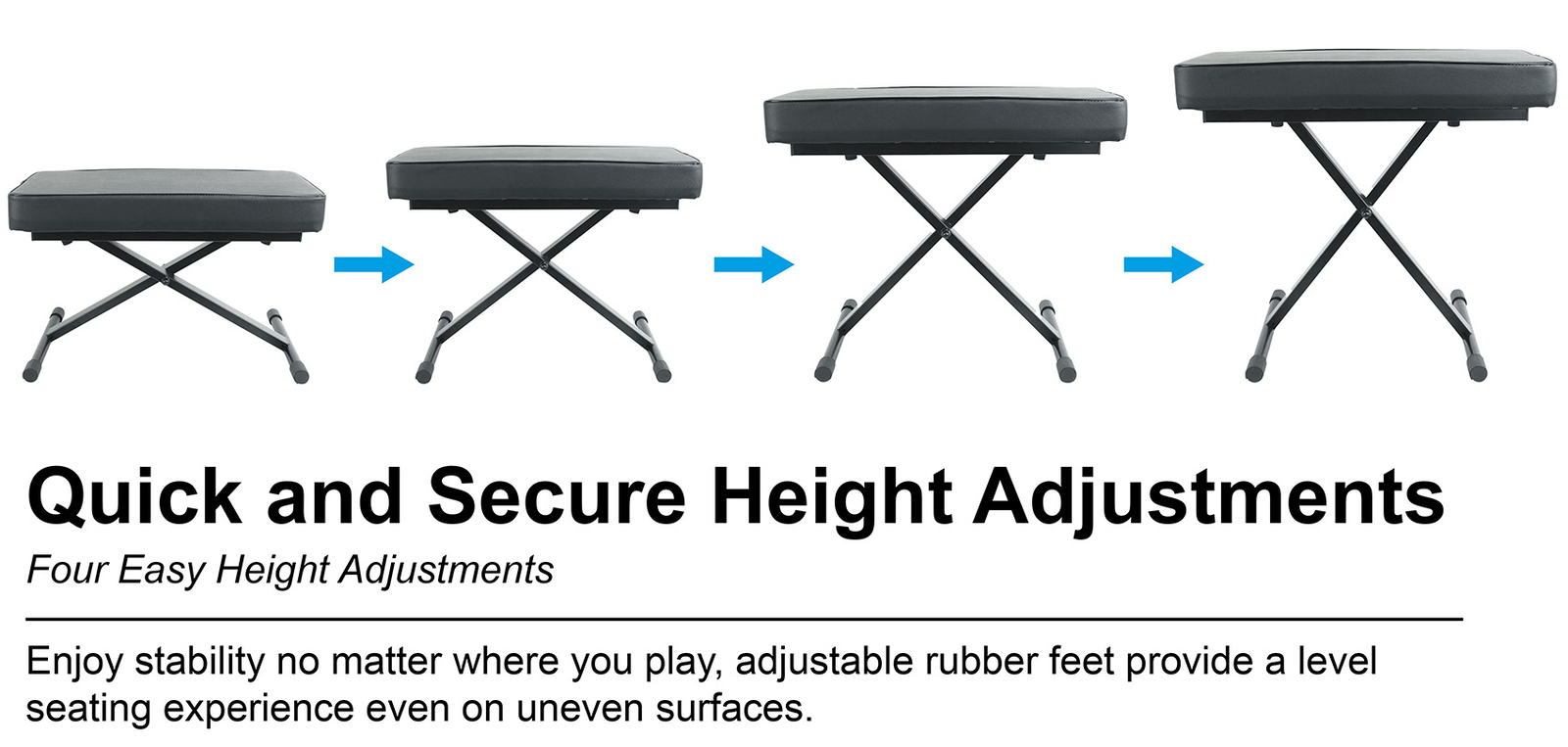 Rockville RKB61 V2 Extra Thick Padded Foldable Keyboard Bench w/ Quick-Release