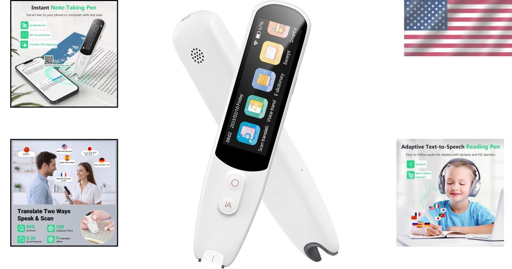 Compact Translator Pen with OCR, Text-to-Speech & Noise-Cancellation Features