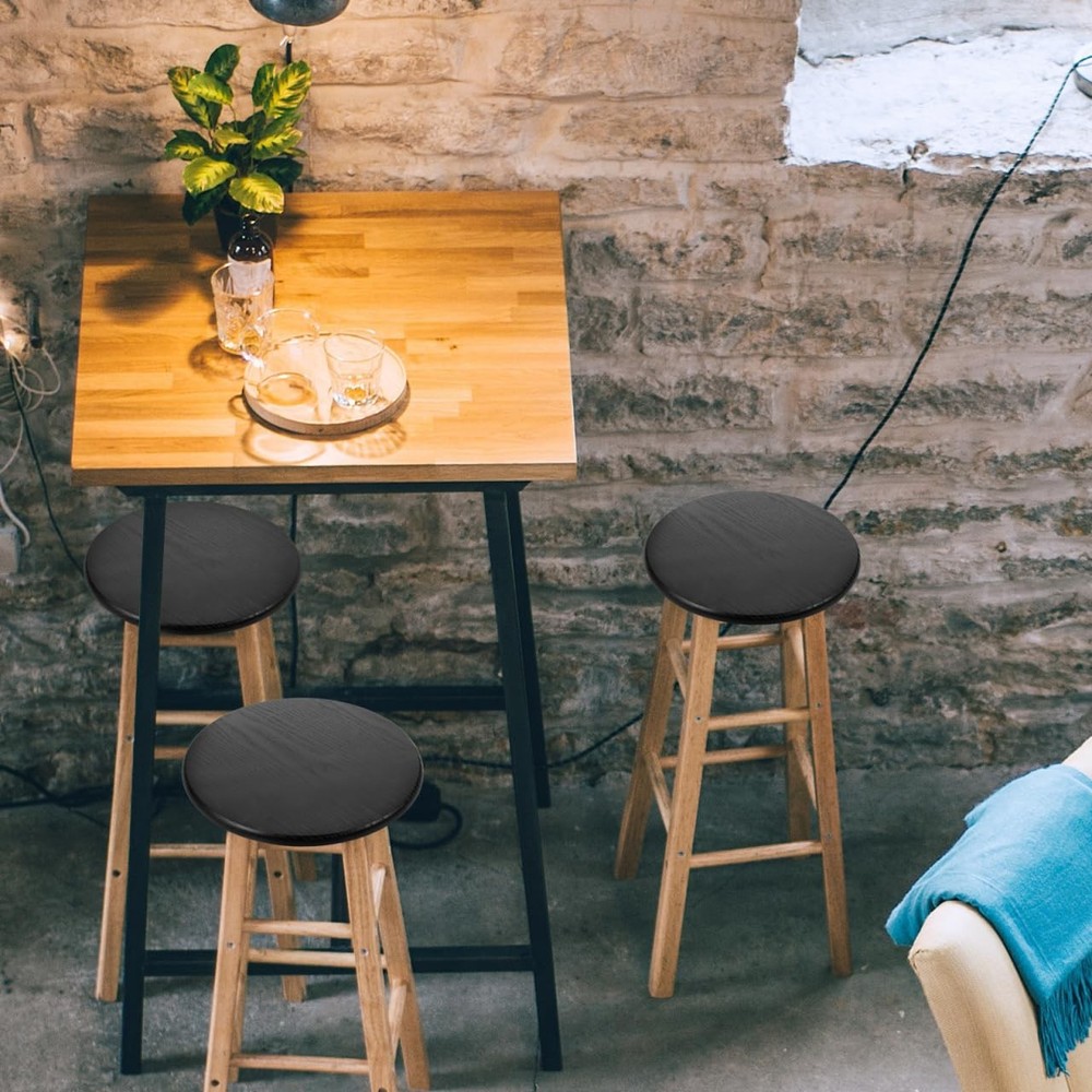 Round Wooden Bar Stool Seat Replacement 11.41 Inch Diameter Solid Wood Stool ...