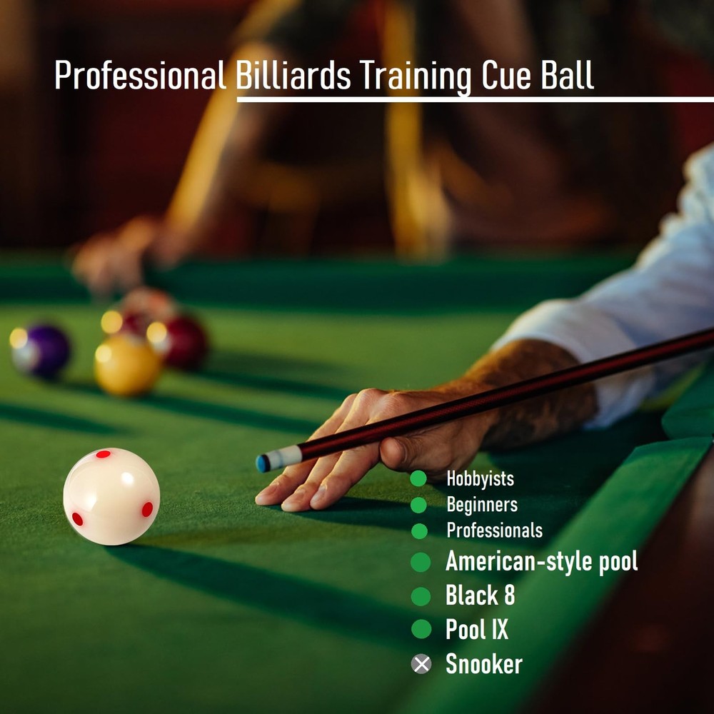 -Cup Pool Cue Ball 2 1/4" 6 Dots AAA-Regulation Size Pool Billiard Training C...