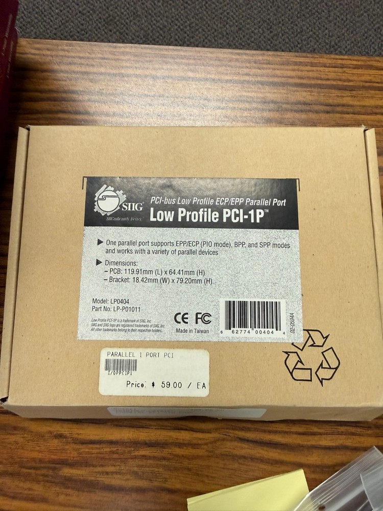 SIIG Low Profile PCI Parallel Adapter Card 1 Port
