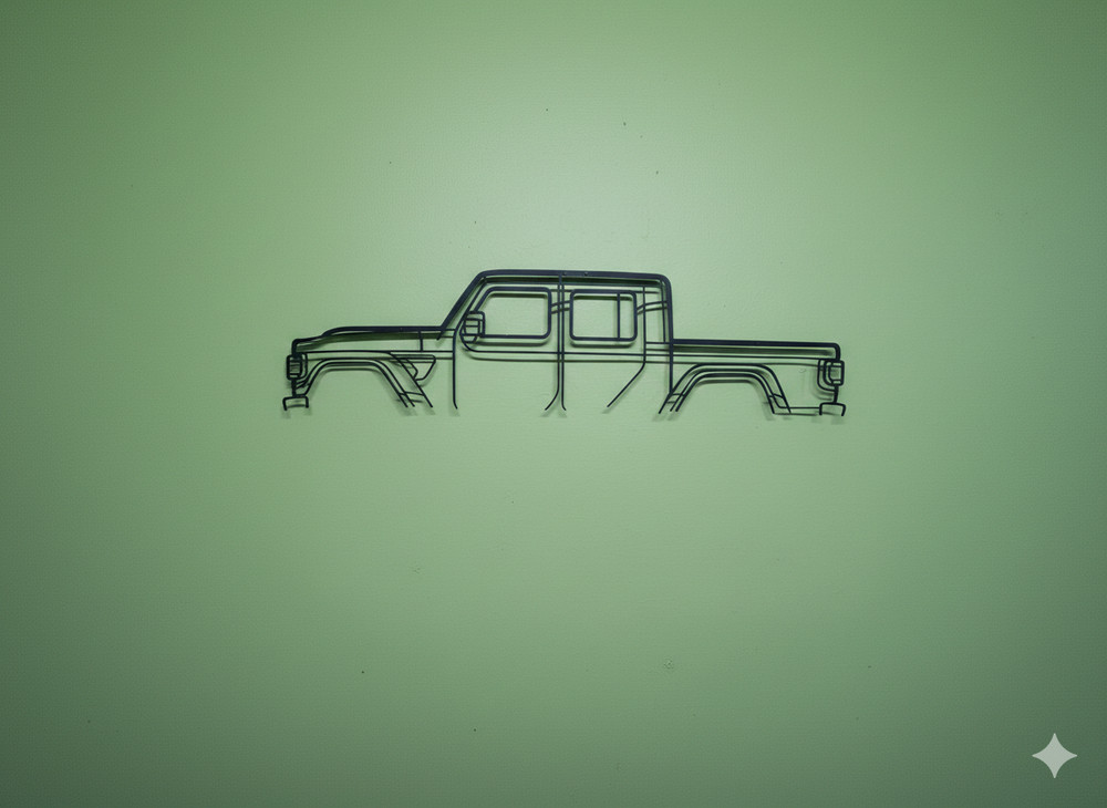 METAL JEEP GLADIATOR SILOHUETTE SCULPTURE