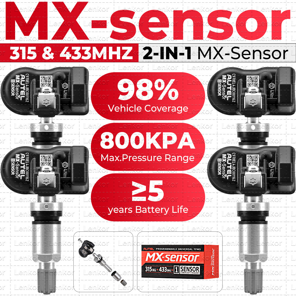 4PCS Autel MX-Sensor TPMS Universal Tire pressure Sensor 315&433MHz Programmable