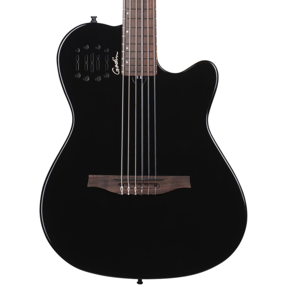 Godin Multiac Mundial Thinline A/E Classical Guitar, Solid Cedar Top, Onyx Black