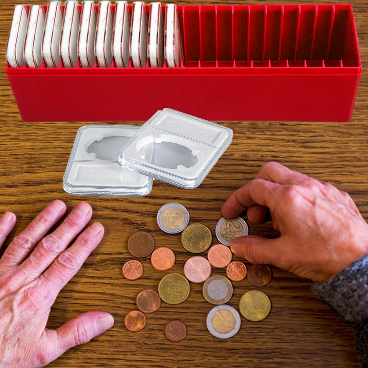 6Pack Storage Box Plastic Case for 20 Certified PCGS NGC Slabs Coin Holders RED