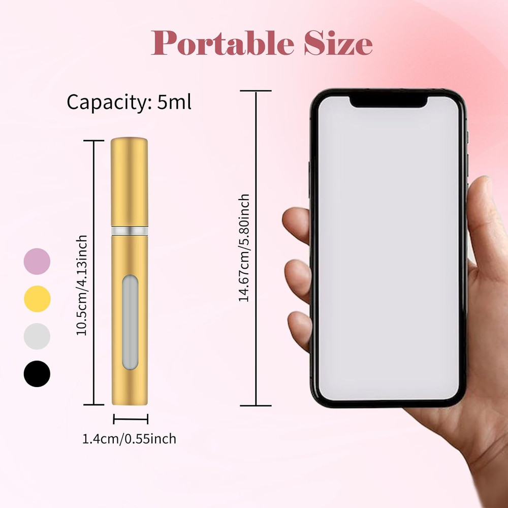 4Pcs Mini Perfume Travel Bottle, Perfume Atomiser Refillable, 5ML Spray Bottles,