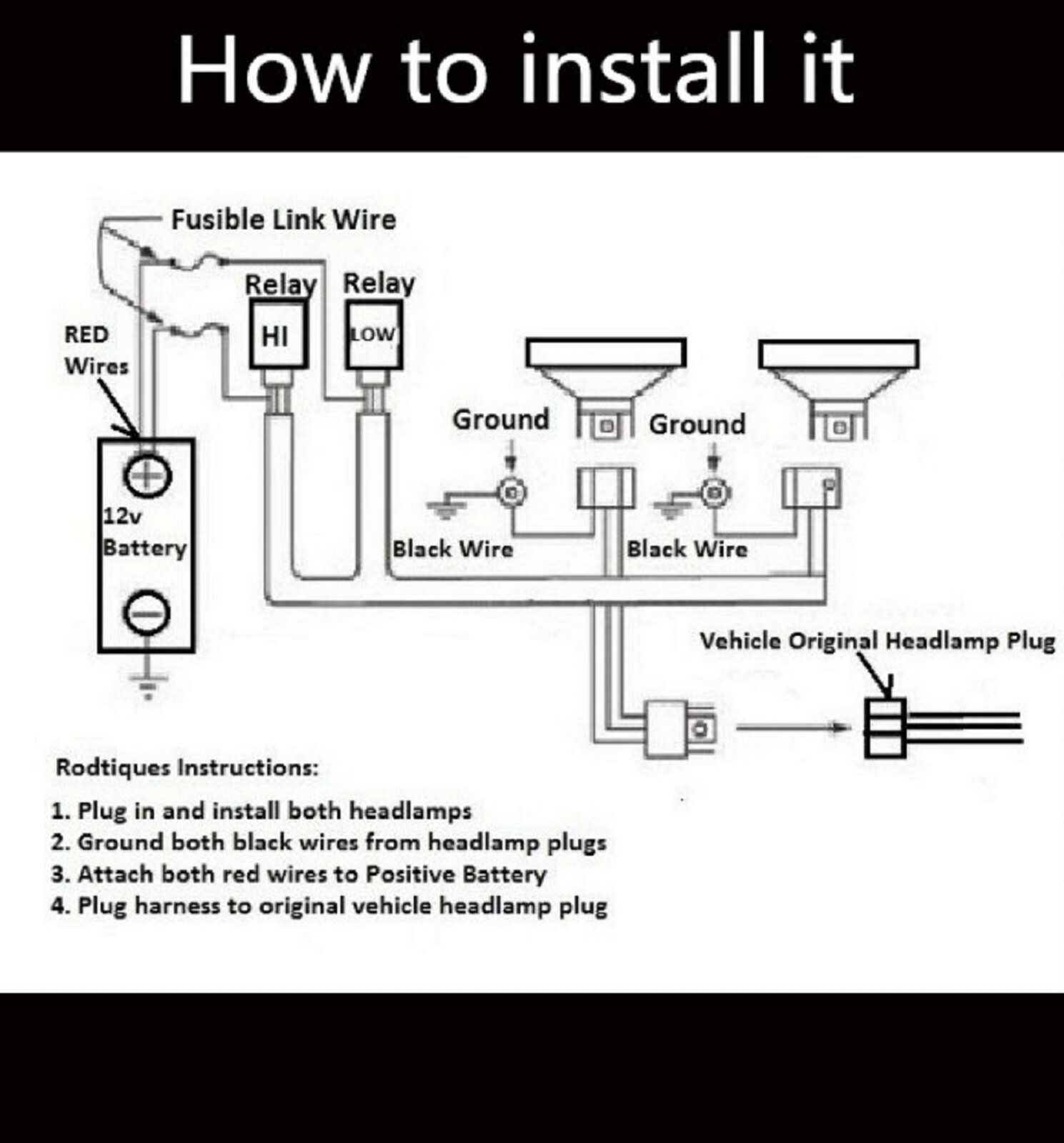 Relay Wire Harness 30A 9007 HB5 Head Light Adapter High Heat Connector Replace