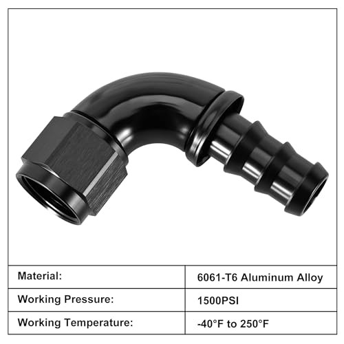 Push Lock Fitting One Piece Full Flow Hose End 10AN 90 Degree