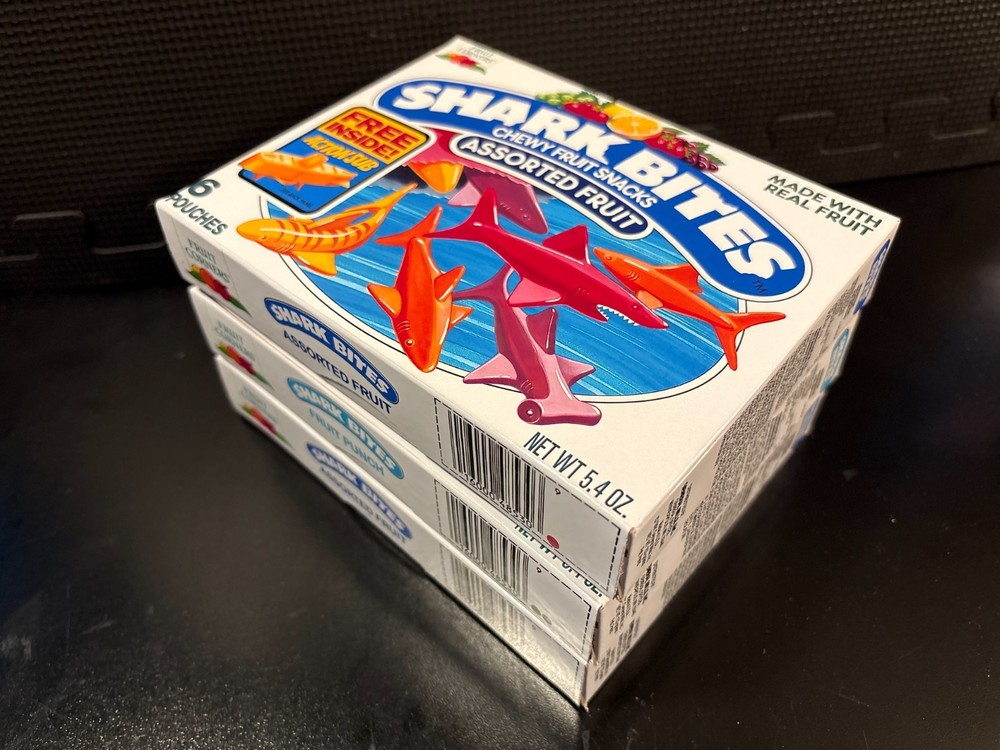 Shark Bites fruit snacks - 3 empty custom design display boxes